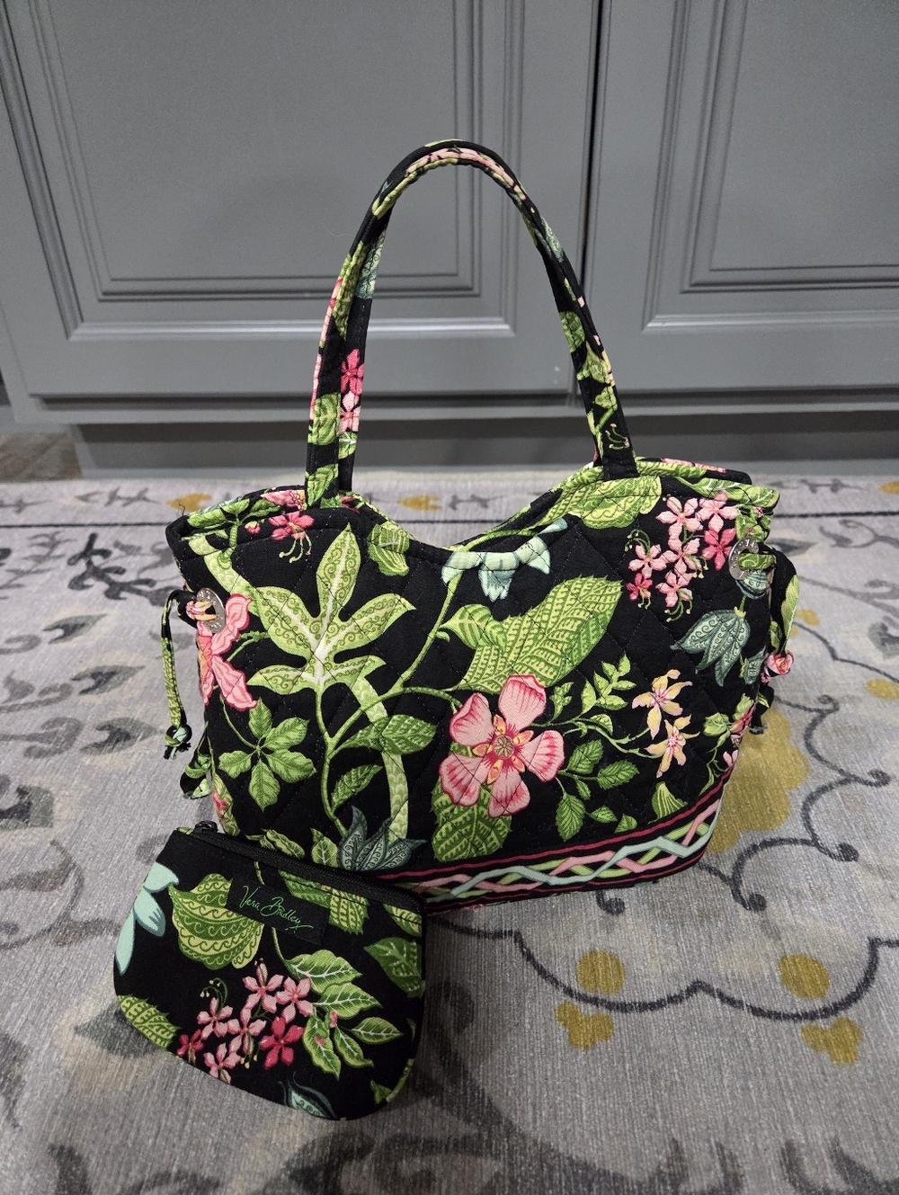 Vera Bradley Mini Tote With A Zipper Card Holder 2 Piece For Asking Price
